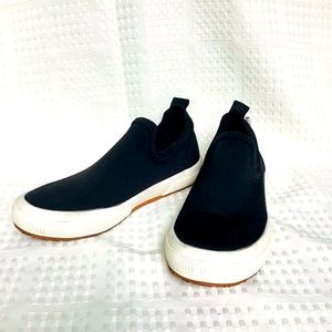 Superga black neoprene slip-on shoes